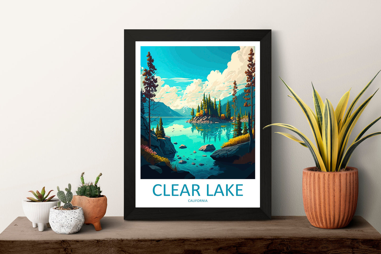 Clear Lake Travel Print Wall Art Clear Lake Wall Hanging Home Décor Clear Lake Gift Art Lovers California Art Lover Gift Clear Lake Art