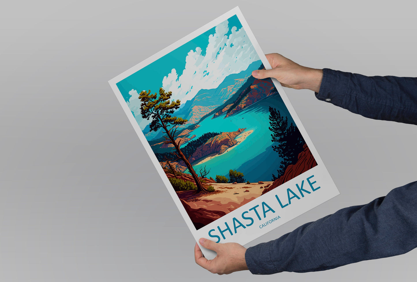 Shasta Lake Travel Print Wall Art Shasta Lake Wall Hanging Home Décor Shasta Lake Gift Art Lovers California Art Lover Gift Shasta Lake