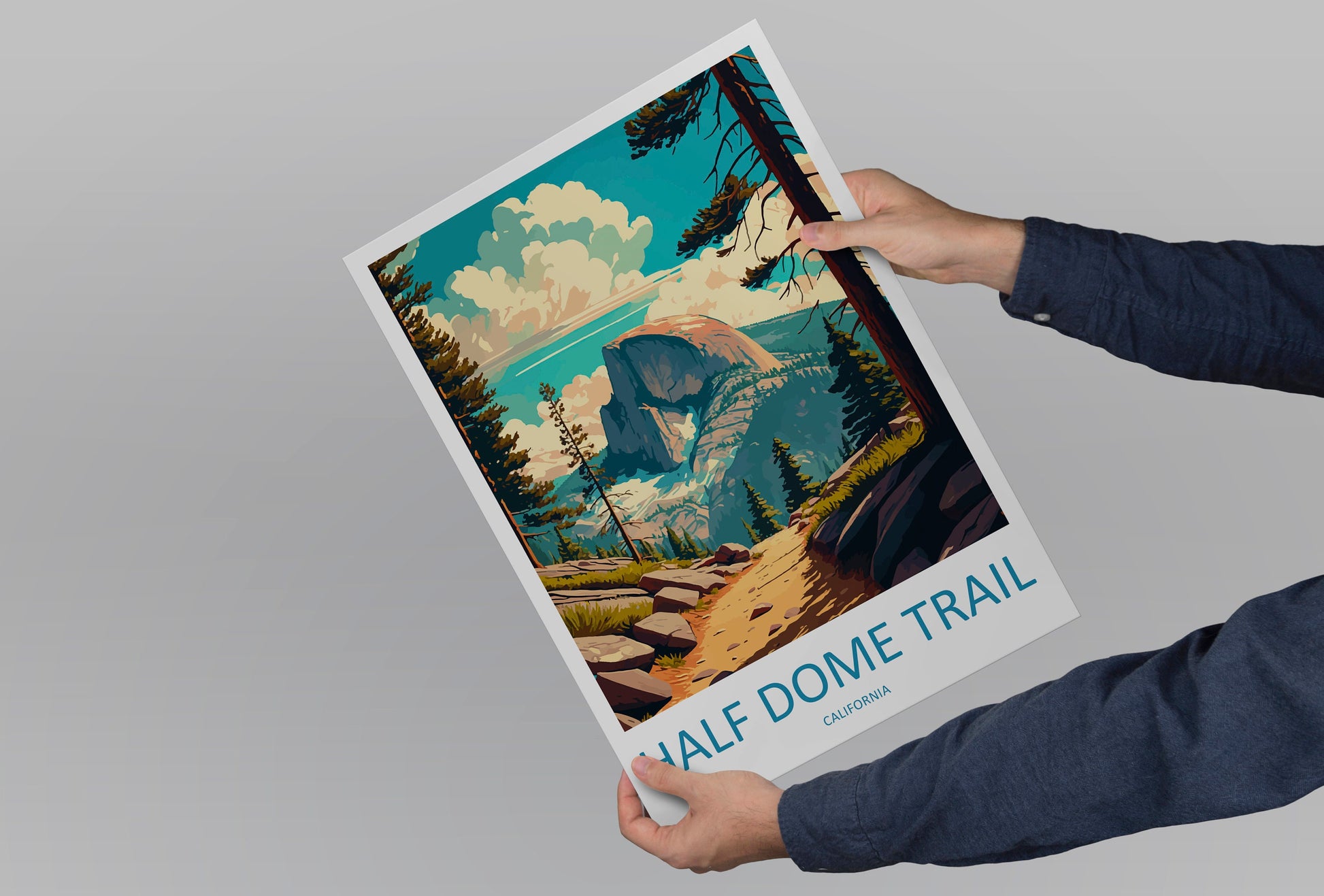 Half Dome Trail Yosemite Travel Print Wall Art Half Dome Wall Hanging Home Décor Half Dome Gift Art Lovers California Art Lover Gift Print