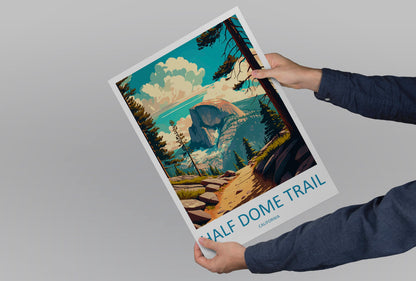 Half Dome Trail Yosemite Travel Print Wall Art Half Dome Wall Hanging Home Décor Half Dome Gift Art Lovers California Art Lover Gift Print