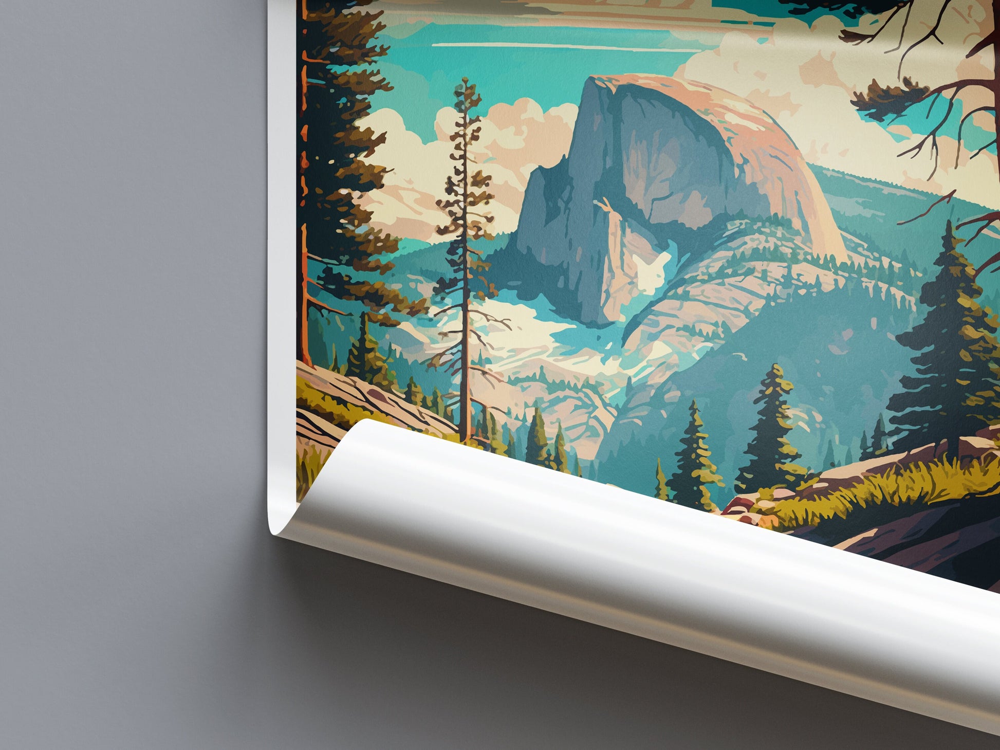 Half Dome Trail Yosemite Travel Print Wall Art Half Dome Wall Hanging Home Décor Half Dome Gift Art Lovers California Art Lover Gift Print