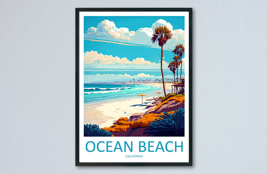 Ocean Beach Travel Print Wall Art Ocean Beach Wall Hanging Home Décor Ocean Beach Gift Art Lovers California Art Lover Gift Poster