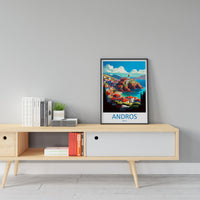 Andros Travel Print Wall Art Andros Greece Wall Hanging Home Decoration Andros Gift Art Lovers Wall Art Print Andros Greece Wall Poster Art
