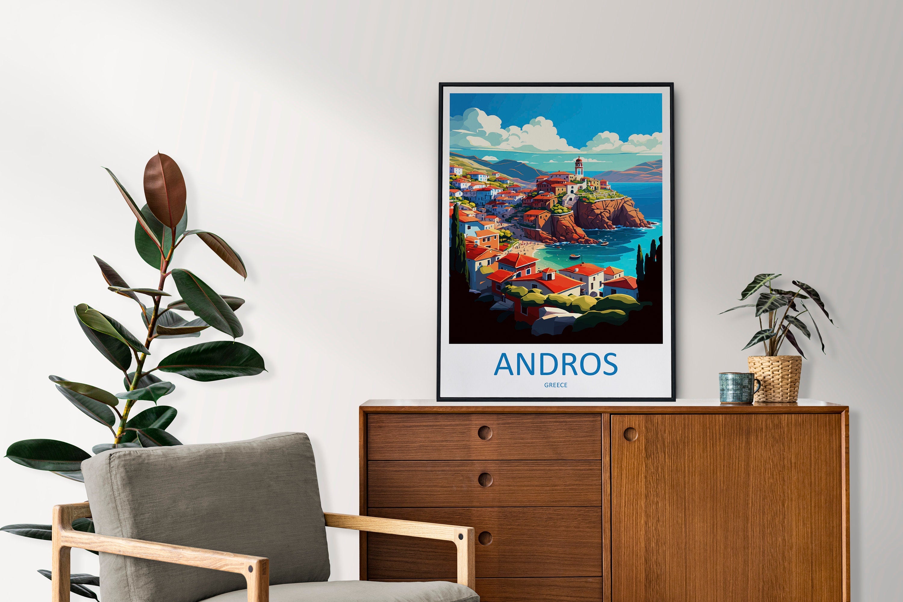Andros Travel Print Wall Art Andros Greece Wall Hanging Home Decoration Andros Gift Art Lovers Wall Art Print Andros Greece Wall Poster Art