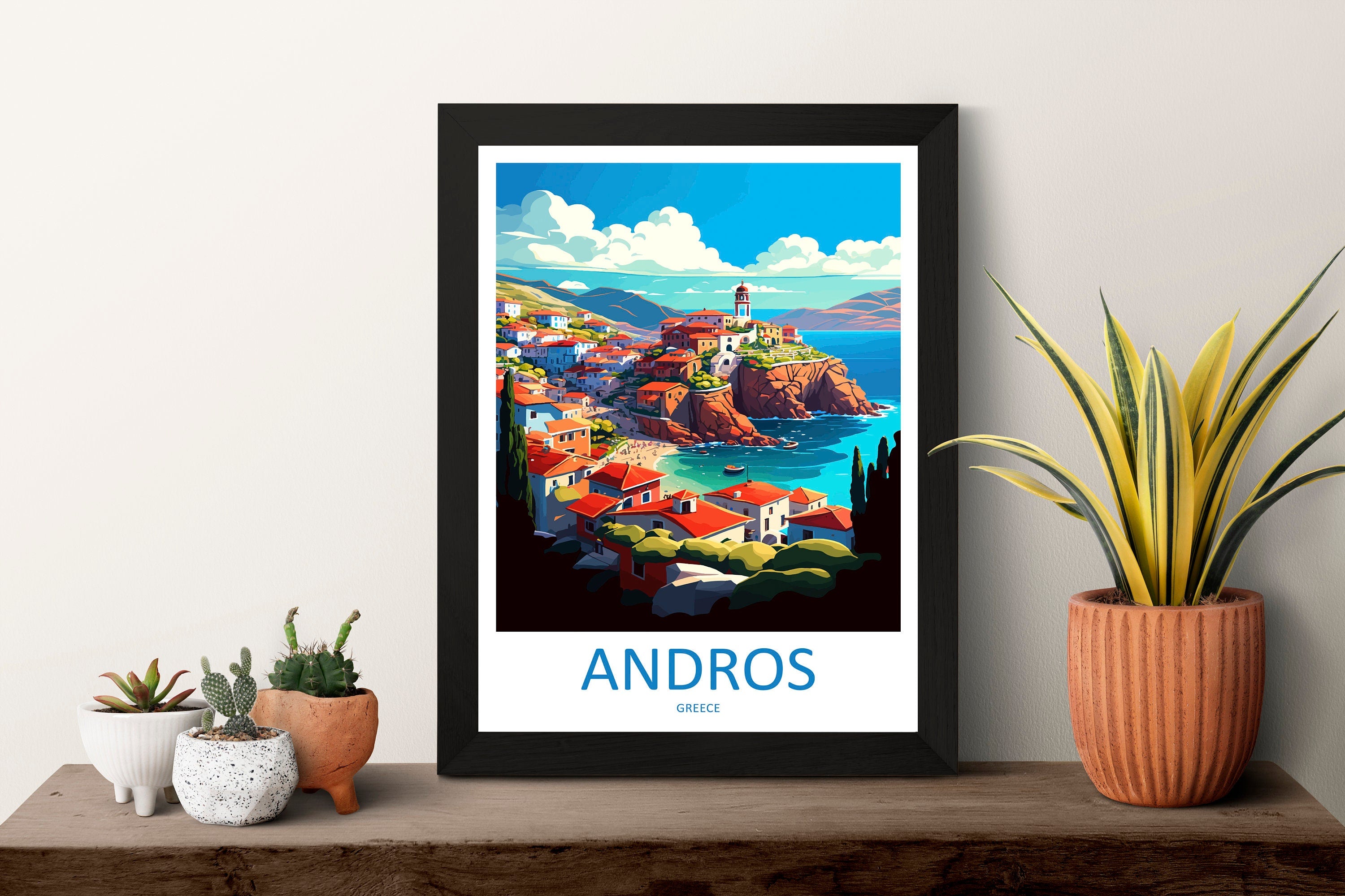 Andros Travel Print Wall Art Andros Greece Wall Hanging Home Decoration Andros Gift Art Lovers Wall Art Print Andros Greece Wall Poster Art