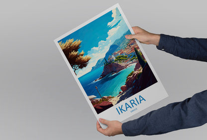 Ikaria Travel Print Wall Art Ikaria Greece Wall Hanging Home Decoration Ikaria Gift Art Lovers Wall Art Print Ikaria Greece Wall Poster Art