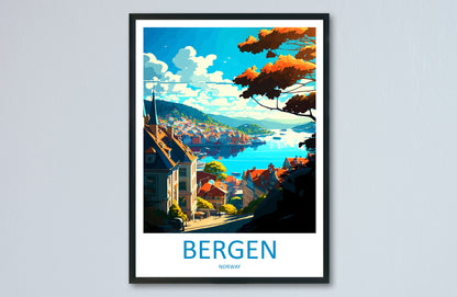 Bergan Travel Print Wall Art Bergan Wall Hanging Home Décor Bergan Gift Art Lovers Norway Art Lover Gift Bergan Travel Art Oslo Wall Decor