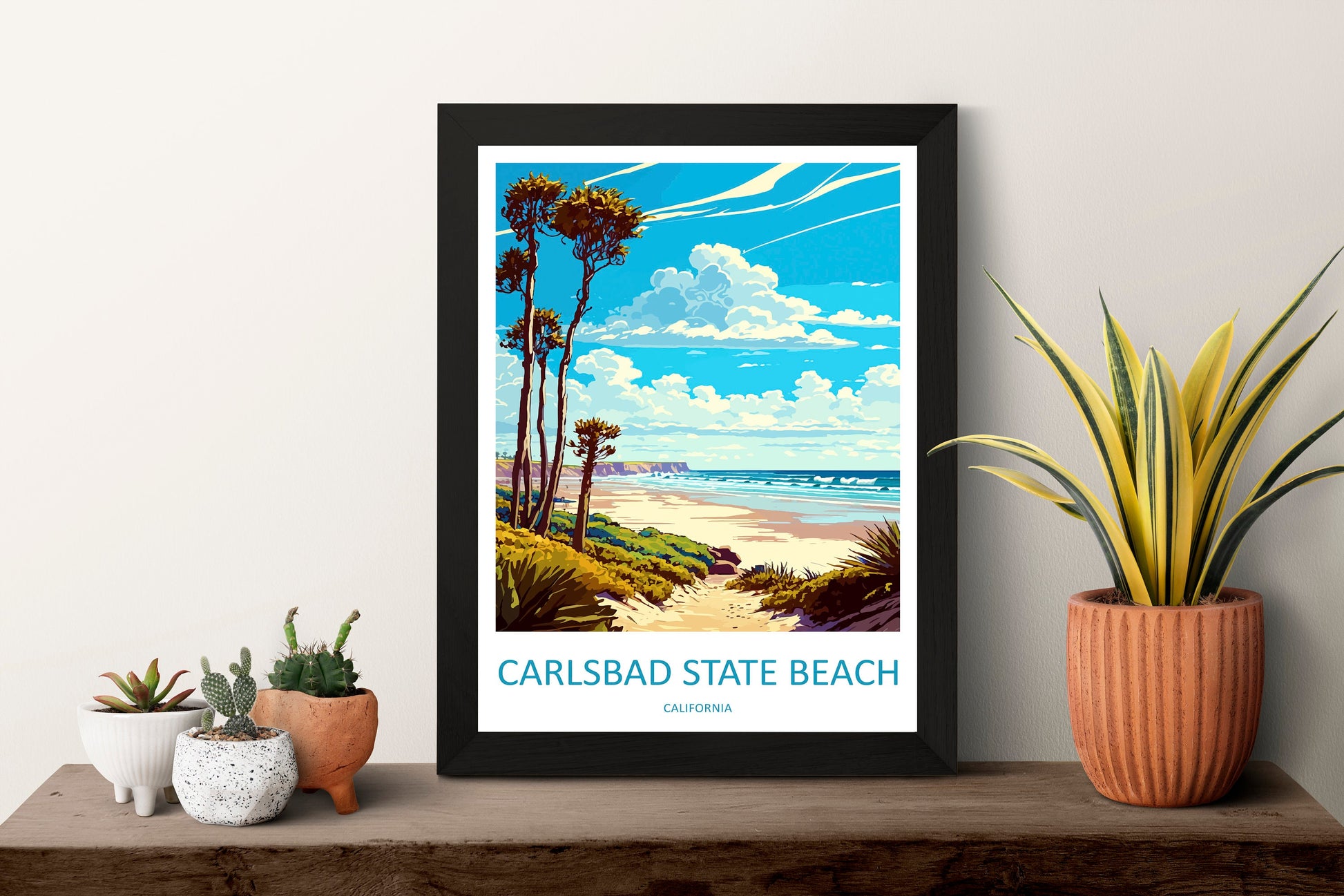 Carlsbad State Beach Travel Print Wall Art Carlsbad State Beach Wall Hanging Home Décor Carlsbad State Beach Gift Art Lovers California Art