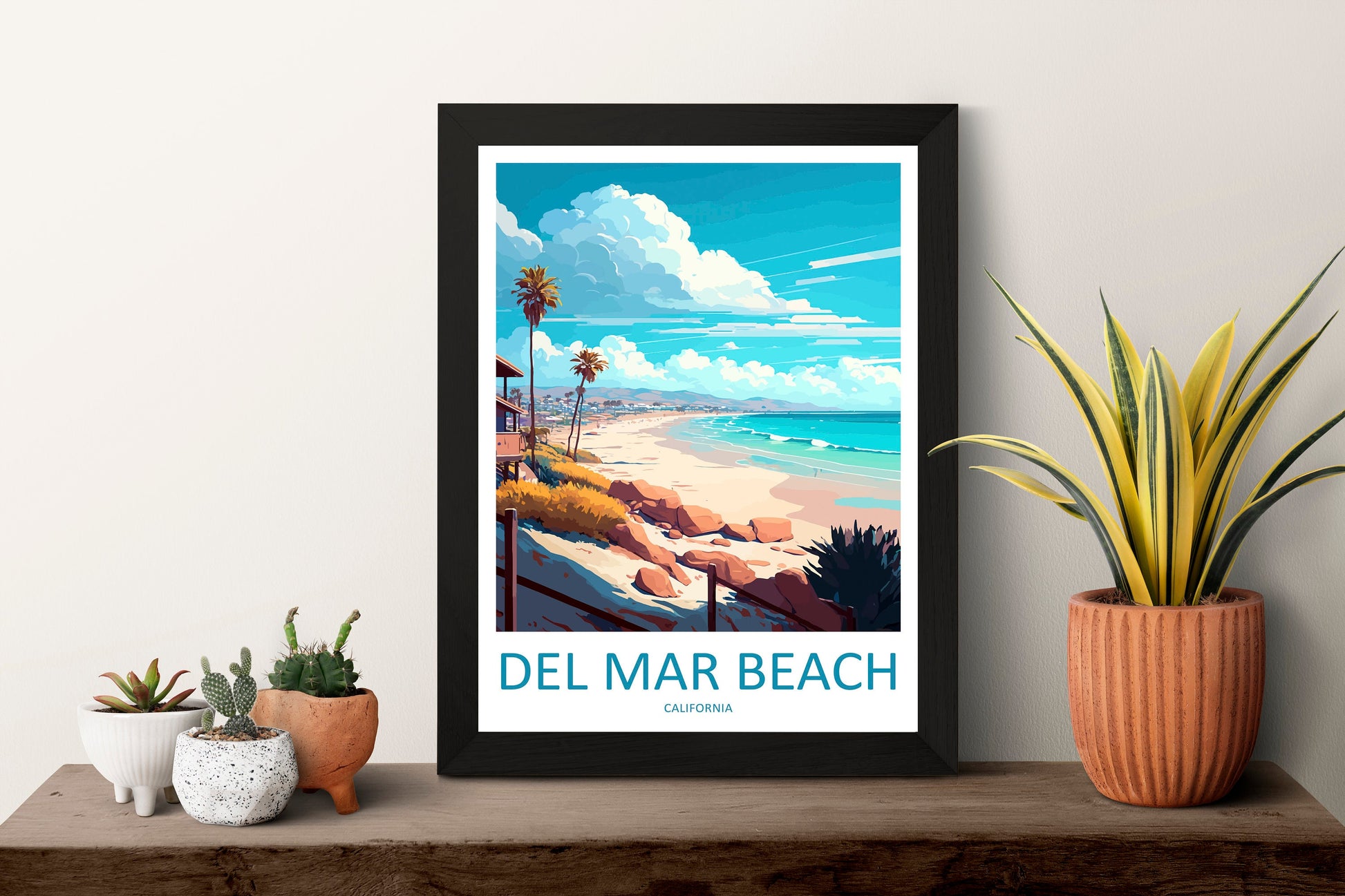 Del Mar Beach Travel Print Wall Art Del Mar Beach Wall Hanging Home Décor Del Mar Beach Gift Art Lovers California Art Poster