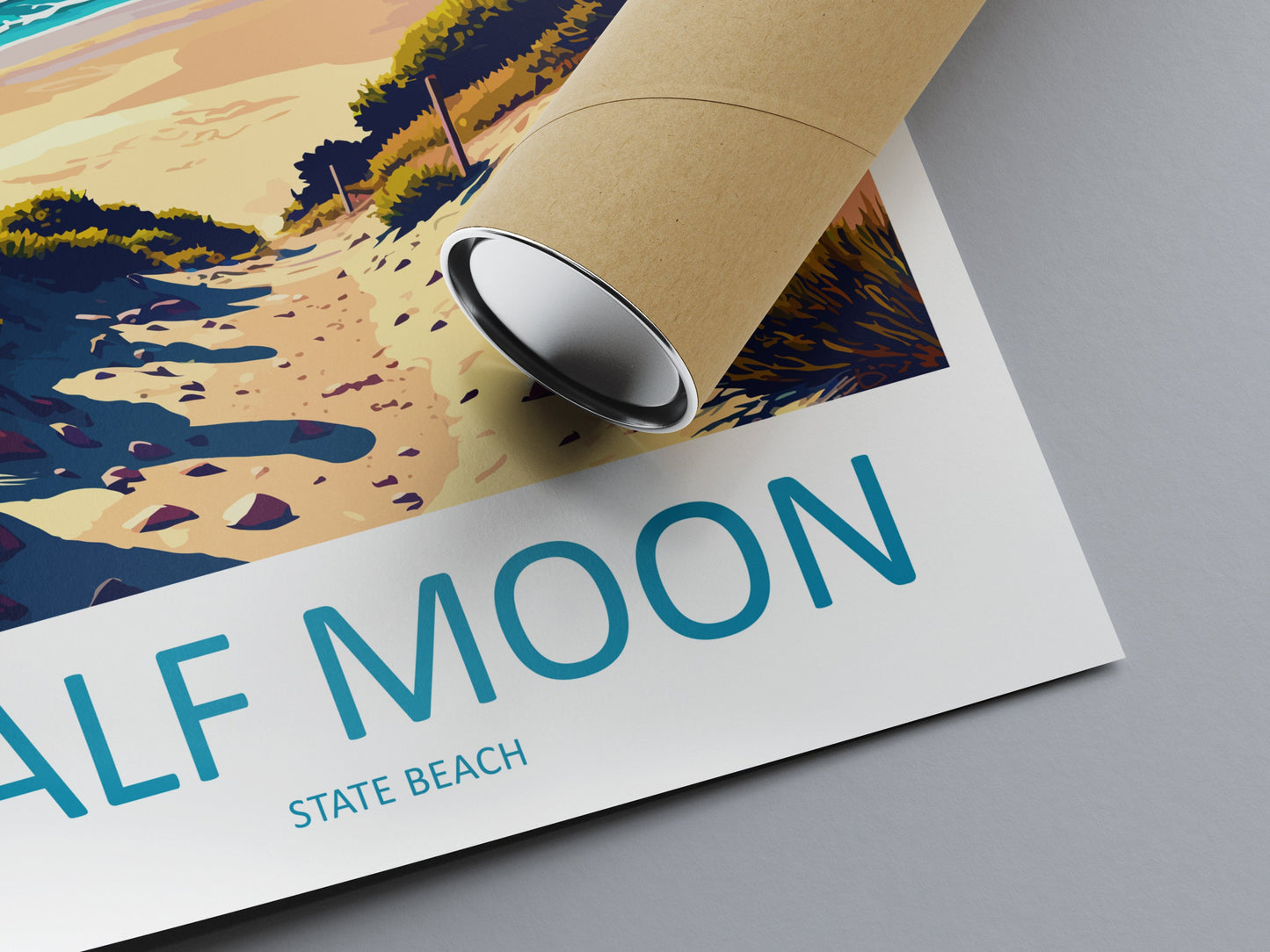 Half Moon State Beach Travel Print Wall Art Half Moon Beach Wall Hanging Home Décor Half Moon Beach Gift Art Lovers California Art Poster