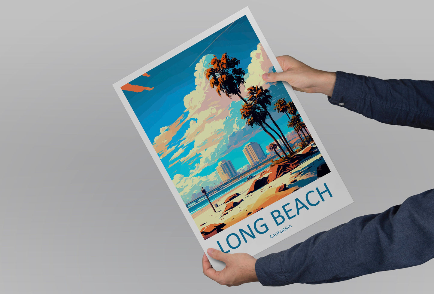 Long Beach Travel Print Wall Art Long Beach Wall Hanging Home Décor Long Beach Gift Art Lovers California Art Poster Long Beach Cali City