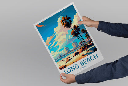 Long Beach Travel Print Wall Art Long Beach Wall Hanging Home Décor Long Beach Gift Art Lovers California Art Poster Long Beach Cali City