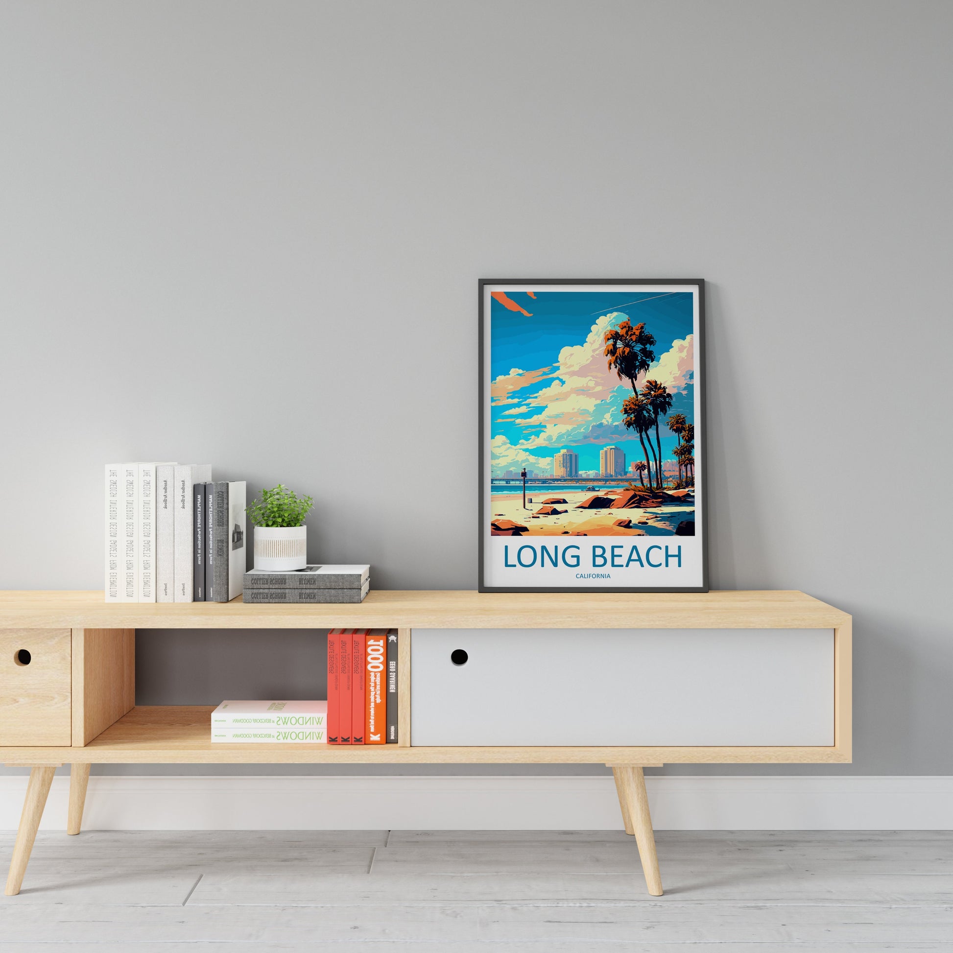 Long Beach Travel Print Wall Art Long Beach Wall Hanging Home Décor Long Beach Gift Art Lovers California Art Poster Long Beach Cali City