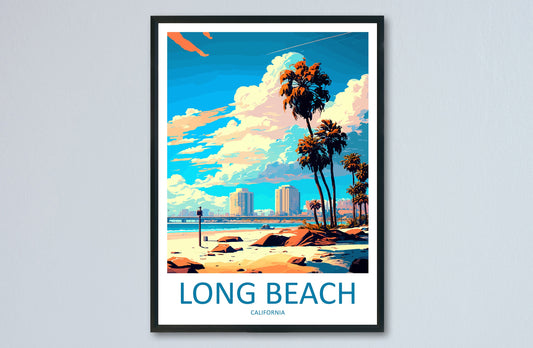 Long Beach Travel Print Wall Art Long Beach Wall Hanging Home Décor Long Beach Gift Art Lovers California Art Poster Long Beach Cali City