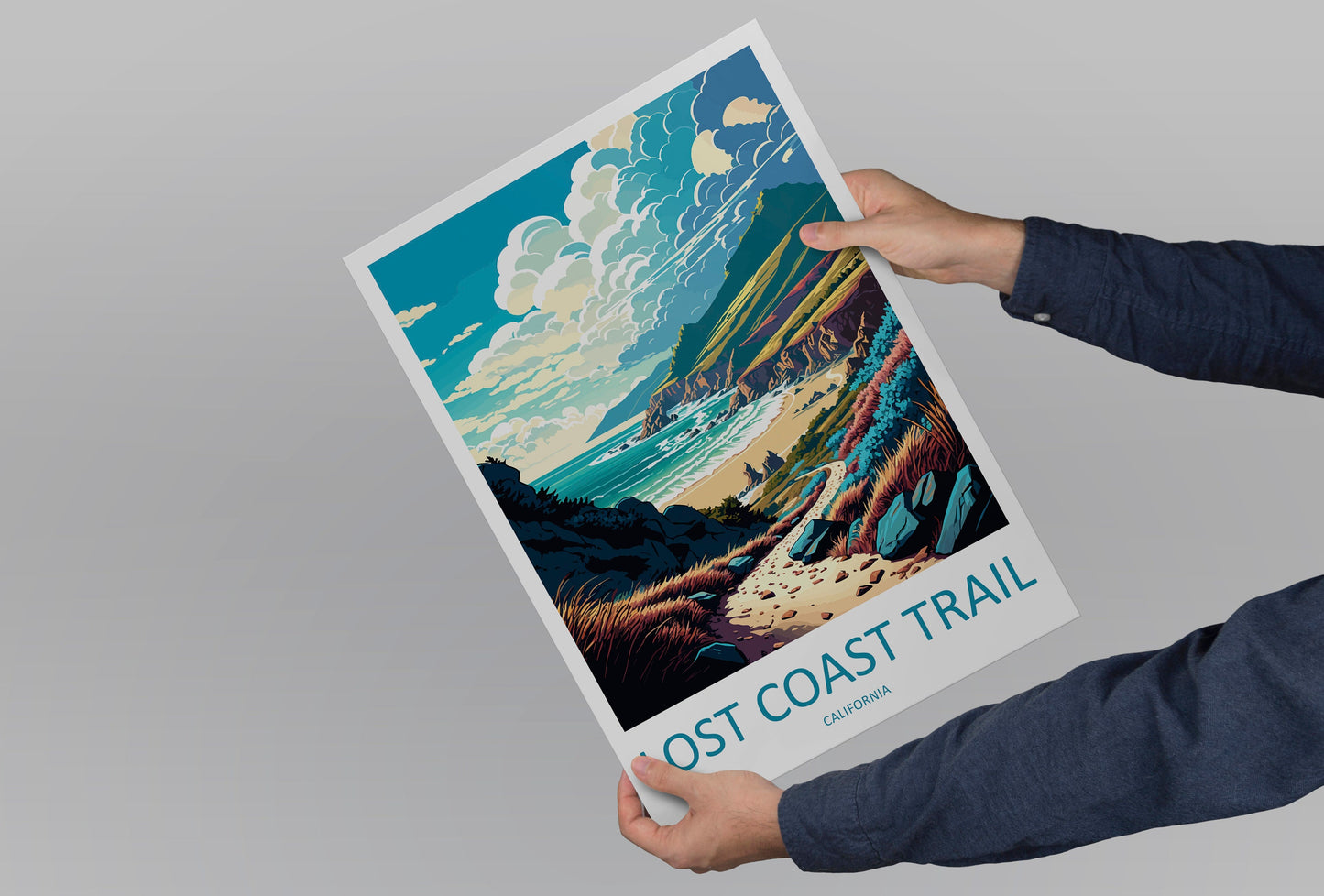 Lost Coast Trail Travel Print Wall Art Lost Coast Wall Hanging Home Décor Lost Coast Gift Art Lovers California Art Poster Long Beach Cali