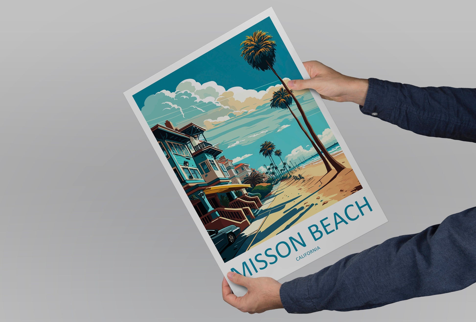 Mission Beach Travel Print Wall Art Mission Beach Wall Hanging Home Décor Mission Beach Gift Art Lovers California Art Poster Mission Beach