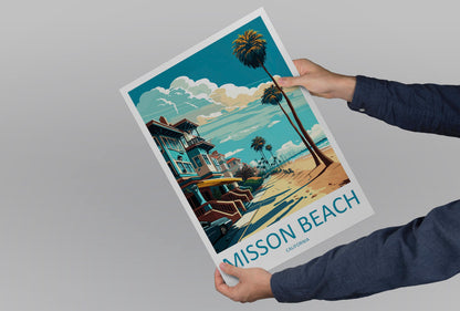 Mission Beach Travel Print Wall Art Mission Beach Wall Hanging Home Décor Mission Beach Gift Art Lovers California Art Poster Mission Beach
