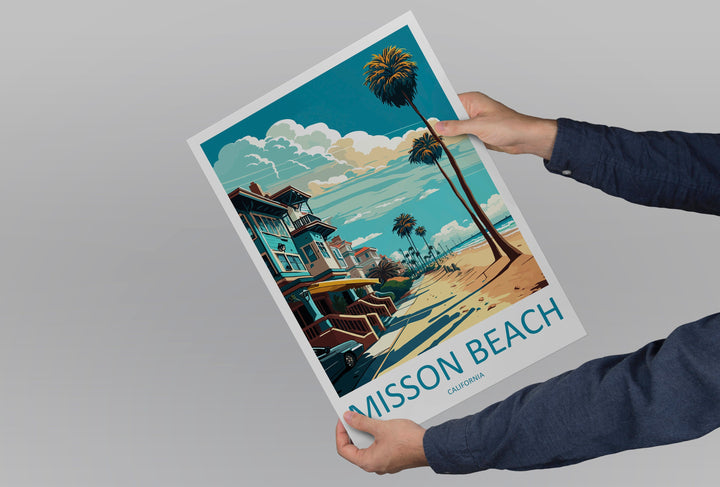 Mission Beach Travel Print Wall Art Mission Beach Wall Hanging Home Décor Mission Beach Gift Art Lovers California Art Poster Mission Beach