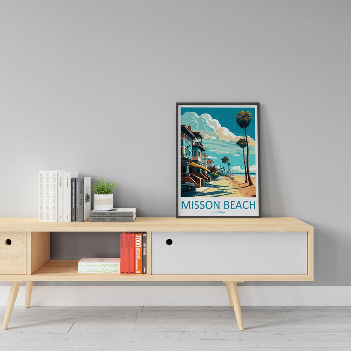 Mission Beach Travel Print Wall Art Mission Beach Wall Hanging Home Décor Mission Beach Gift Art Lovers California Art Poster Mission Beach