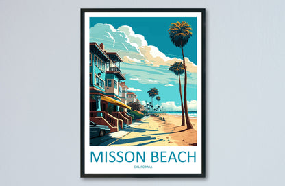 Mission Beach Travel Print Wall Art Mission Beach Wall Hanging Home Décor Mission Beach Gift Art Lovers California Art Poster Mission Beach
