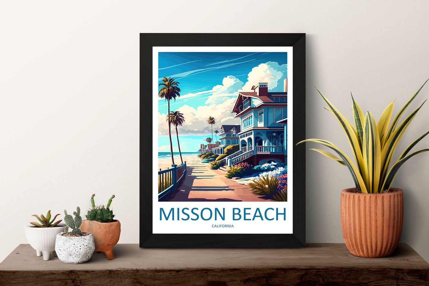 Mission Beach Travel Print Wall Art Mission Beach Wall Hanging Home Décor Mission Beach Gift Art Lovers California Art Poster Mission Beach