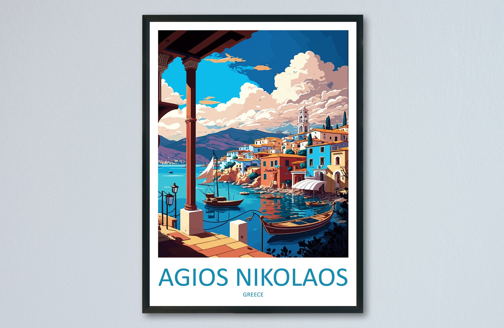 Agios Nikolaos Travel Print Wall Art Agios Nikolaos Greece Wall Hanging Home Decoration Agios Nikolaos Gift Art Lovers Art Agios Nikolaos