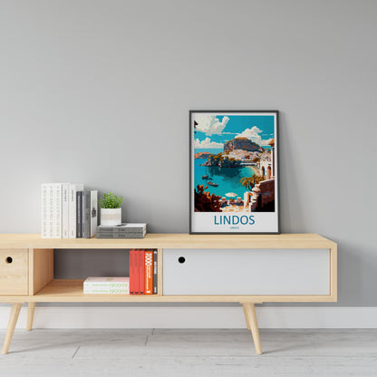 Lindos Travel Print Wall Art Lindos Greece Wall Hanging Home Decoration Lindos Gift Art Lovers Wall Art Print Lindos Greece Wall Art