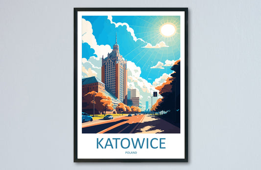 Katowice Travel Print Wall Art Katowice Wall Hanging Home Décor Katowice Gift Art Lovers Poland Art Lover Gift Katowice Travel Wall Art