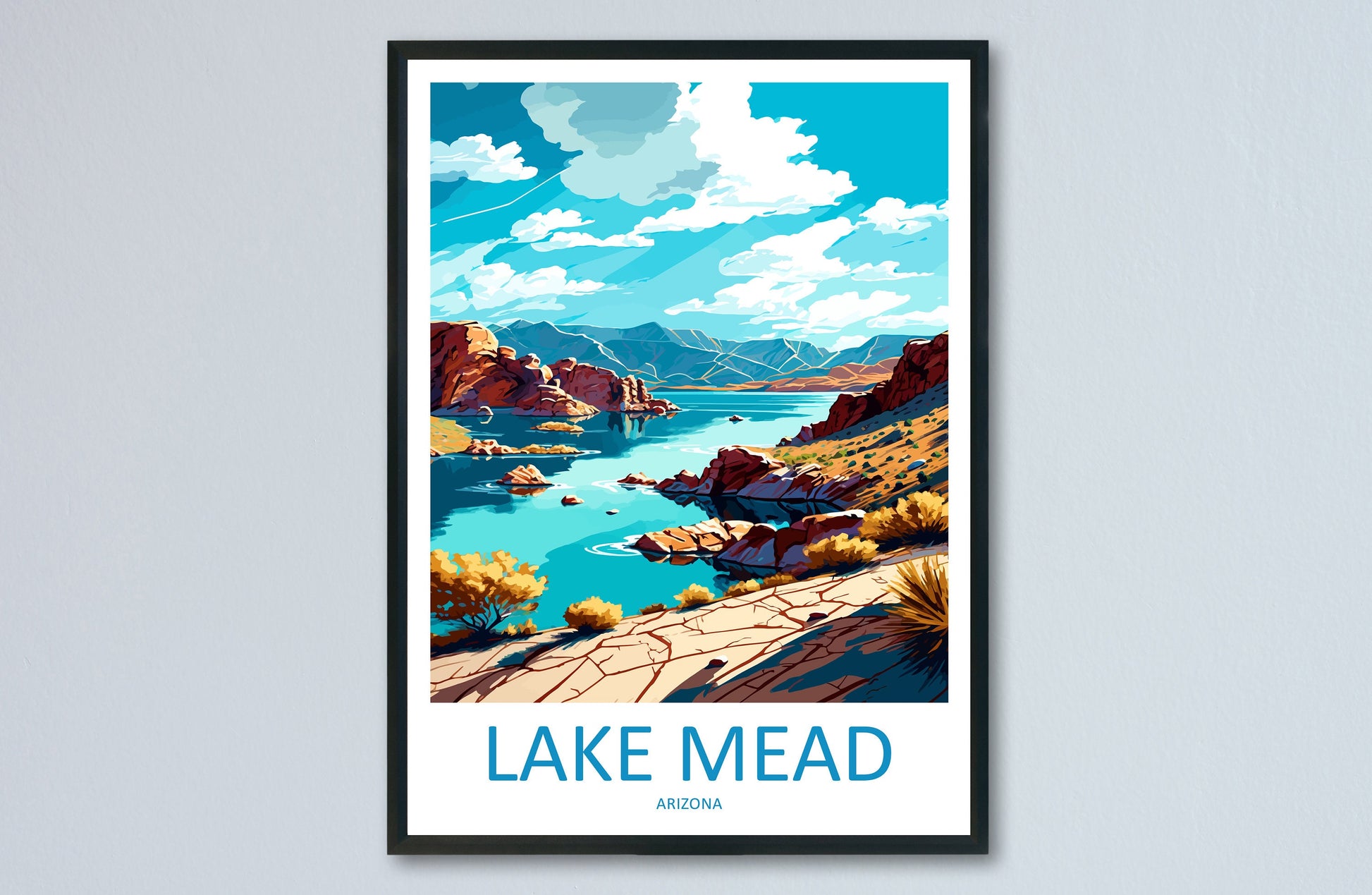 Lake Mead Travel Print Wall Art Lake Mead Wall Hanging Home Décor Lake Mead Gift Art Lovers Arizona Art Lover Gift Arizona Travel Poster