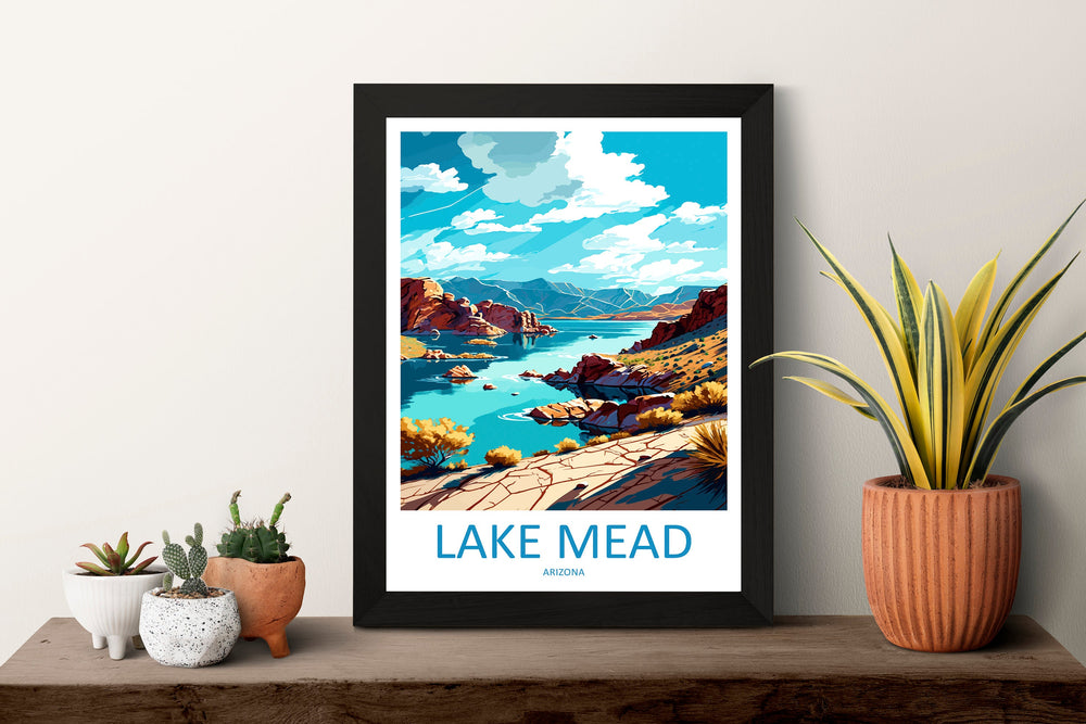 Lake Mead Travel Print Wall Art Lake Mead Wall Hanging Home Décor Lake Mead Gift Art Lovers Arizona Art Lover Gift Arizona Travel Poster