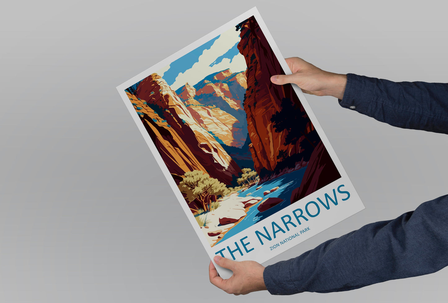 Zion National Park The Narrows Travel Print Wall Art Zion National Park Wall Hanging Home Décor Zion National Park Gift Art Lover Arizona