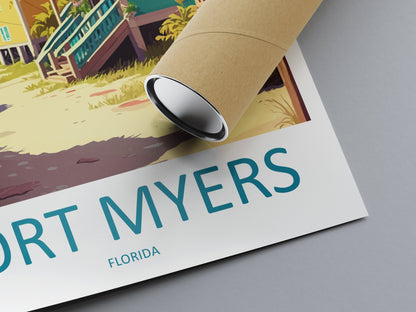 Fort Myers Travel Print Wall Art Fort Myers Wall Hanging Home Décor Fort Myers Gift Art Lovers Florida Art Lover Gift Florida Print