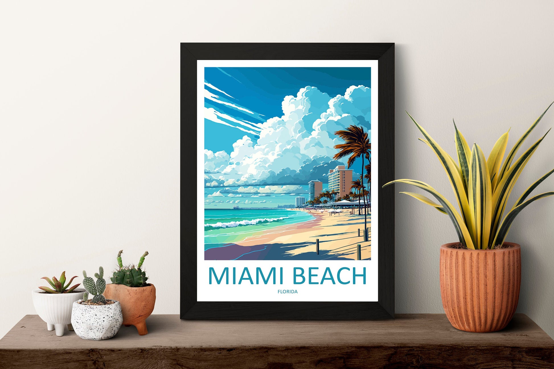 Miami Beach Travel Print Wall Art Miami Beach Wall Hanging Home Décor Miami Beach Gift Art Lovers Florida Art Lover Gift Florida Print