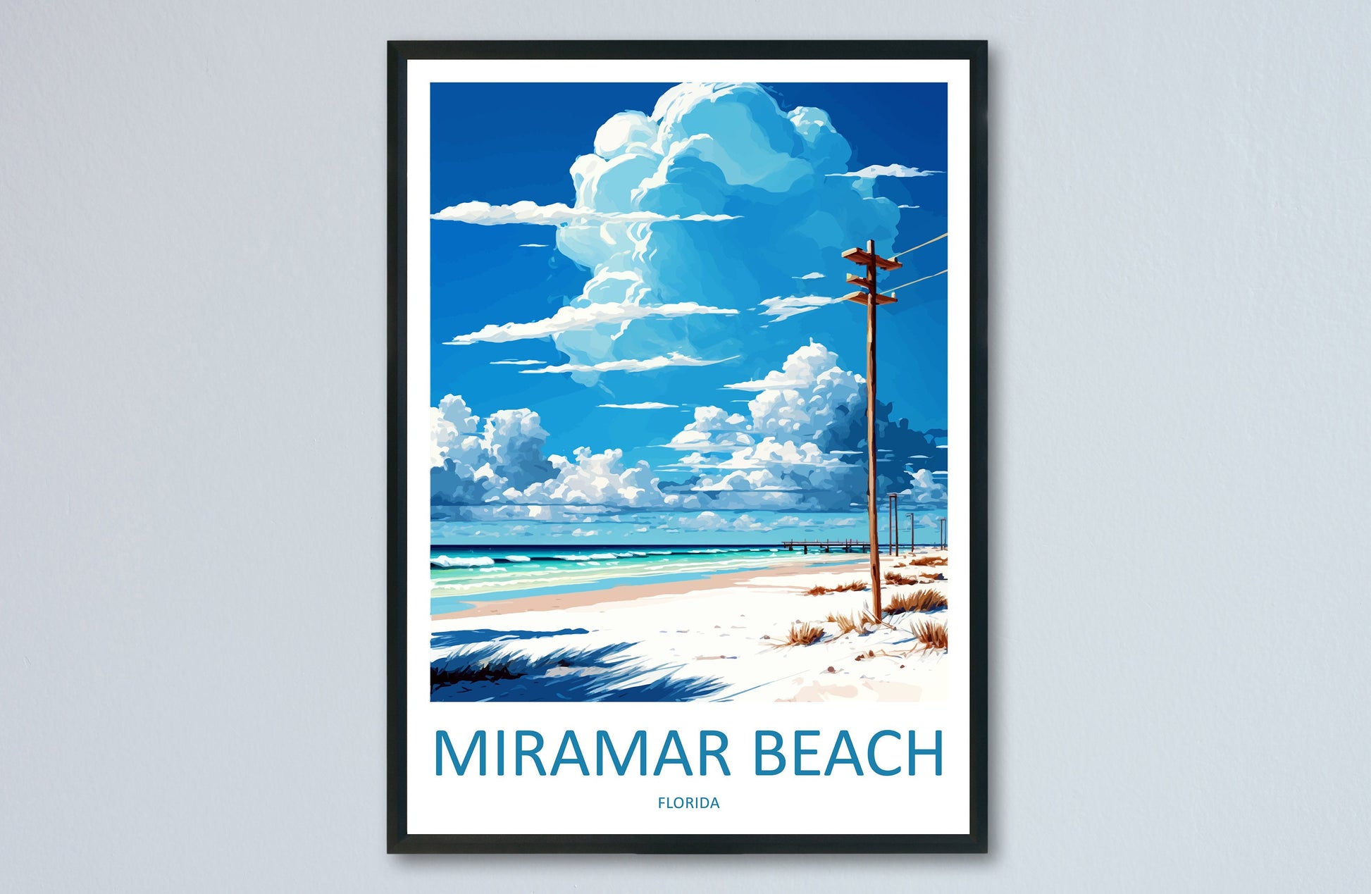Miramar Beach Travel Print Wall Art Miramar Beach Wall Hanging Home Décor Miramar Beach Gift Art Lovers Florida Art Lover Gift Florida Print