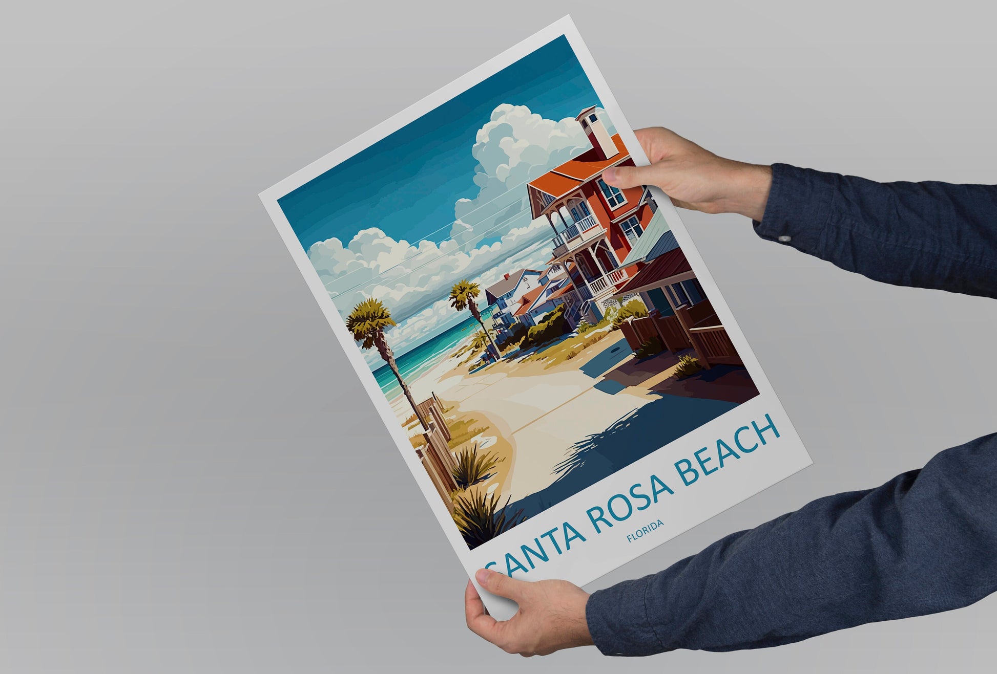 Santa Rosa Beach Travel Print Wall Art Santa Rosa Beach Wall Hanging Home Décor Santa Rosa Beach Gift Art Lovers Florida Art Gift