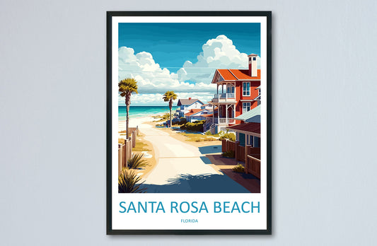 Santa Rosa Beach Travel Print Wall Art Santa Rosa Beach Wall Hanging Home Décor Santa Rosa Beach Gift Art Lovers Florida Art Gift