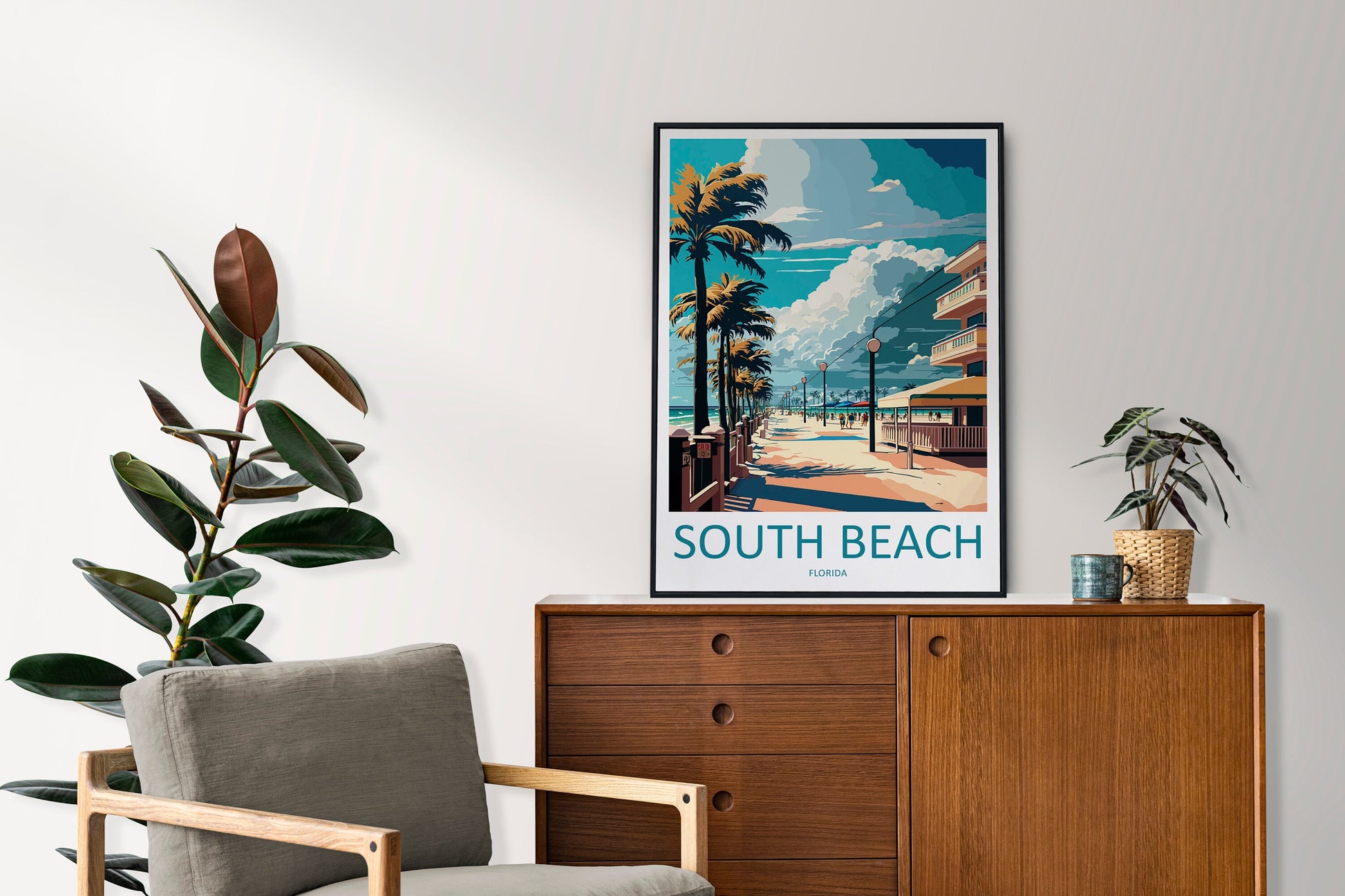 South Beach Travel Print Wall Art South Beach Wall Hanging Home Décor South Beach Gift Art Lovers Florida Art Gift South Beach Florida Gift
