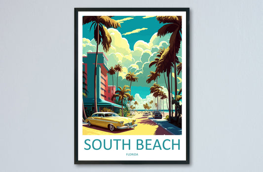 South Beach Travel Print Wall Art South Beach Wall Hanging Home Décor South Beach Gift Art Lovers Florida Art Gift South Beach Florida Gift