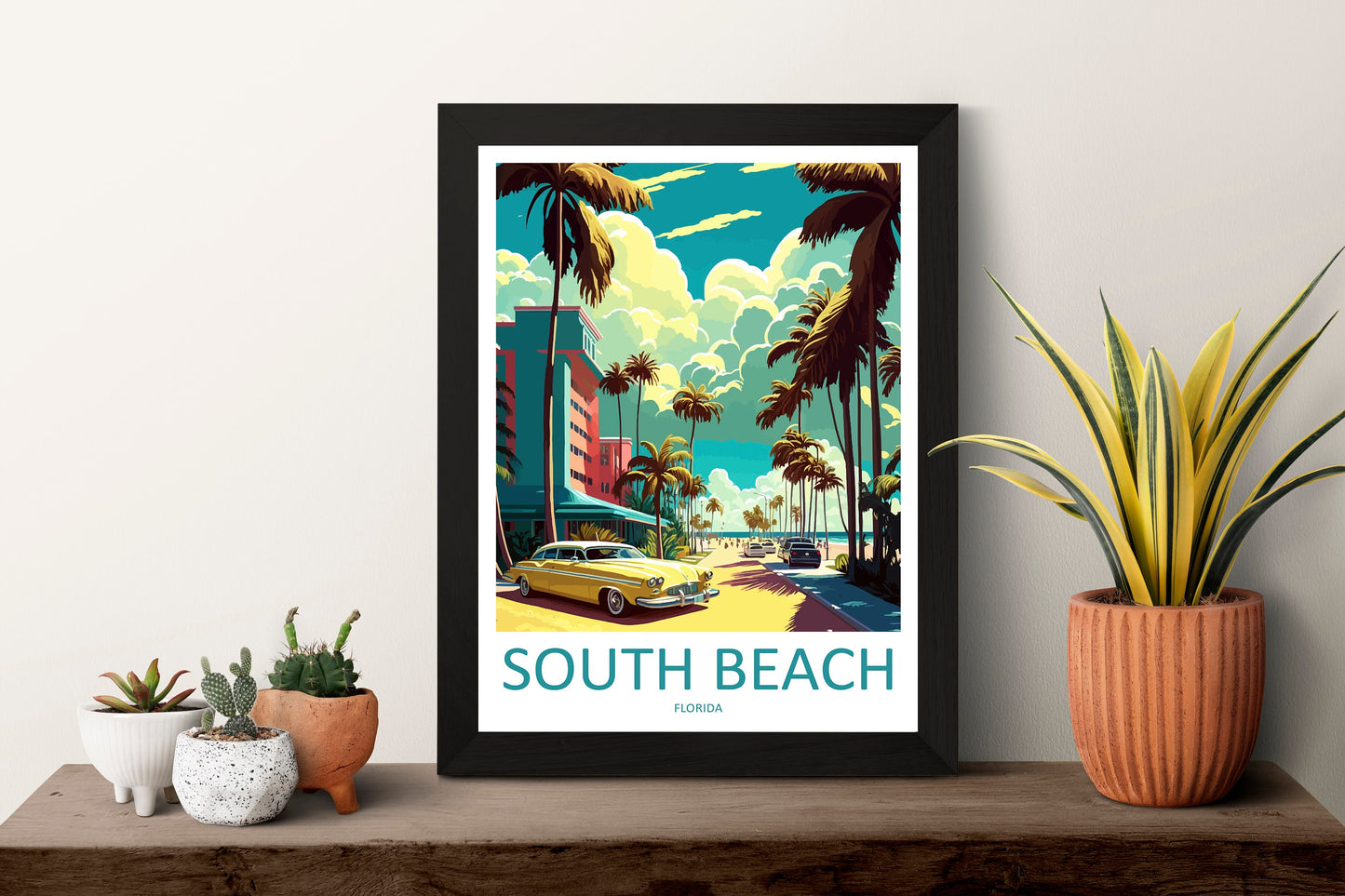 South Beach Travel Print Wall Art South Beach Wall Hanging Home Décor South Beach Gift Art Lovers Florida Art Gift South Beach Florida Gift