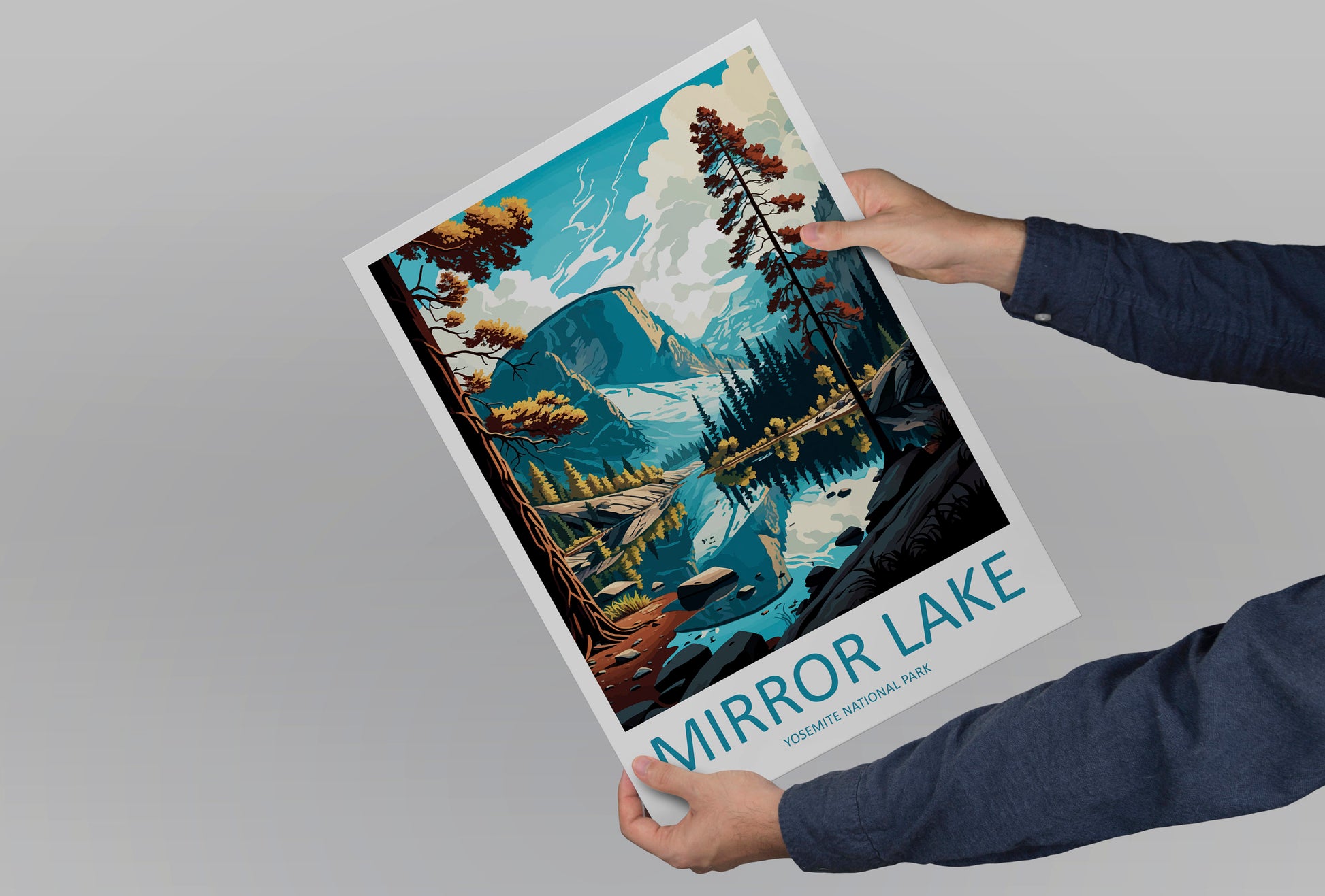 Yosemite Mirror Lake Travel Print Wall Art Yosemite Mirror Lake Wall Hanging Home Décor Mirror Lake Gift Art Lovers California Art