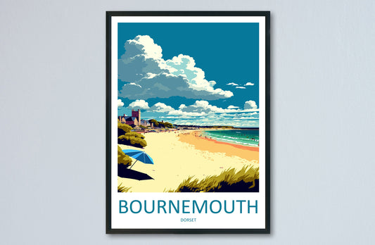 Bournemouth Travel Print Wall Art Bournemouth Wall Hanging Home Décor Bournemouth Gift Art Lovers England Art Lover Gift Bournemouth Beach