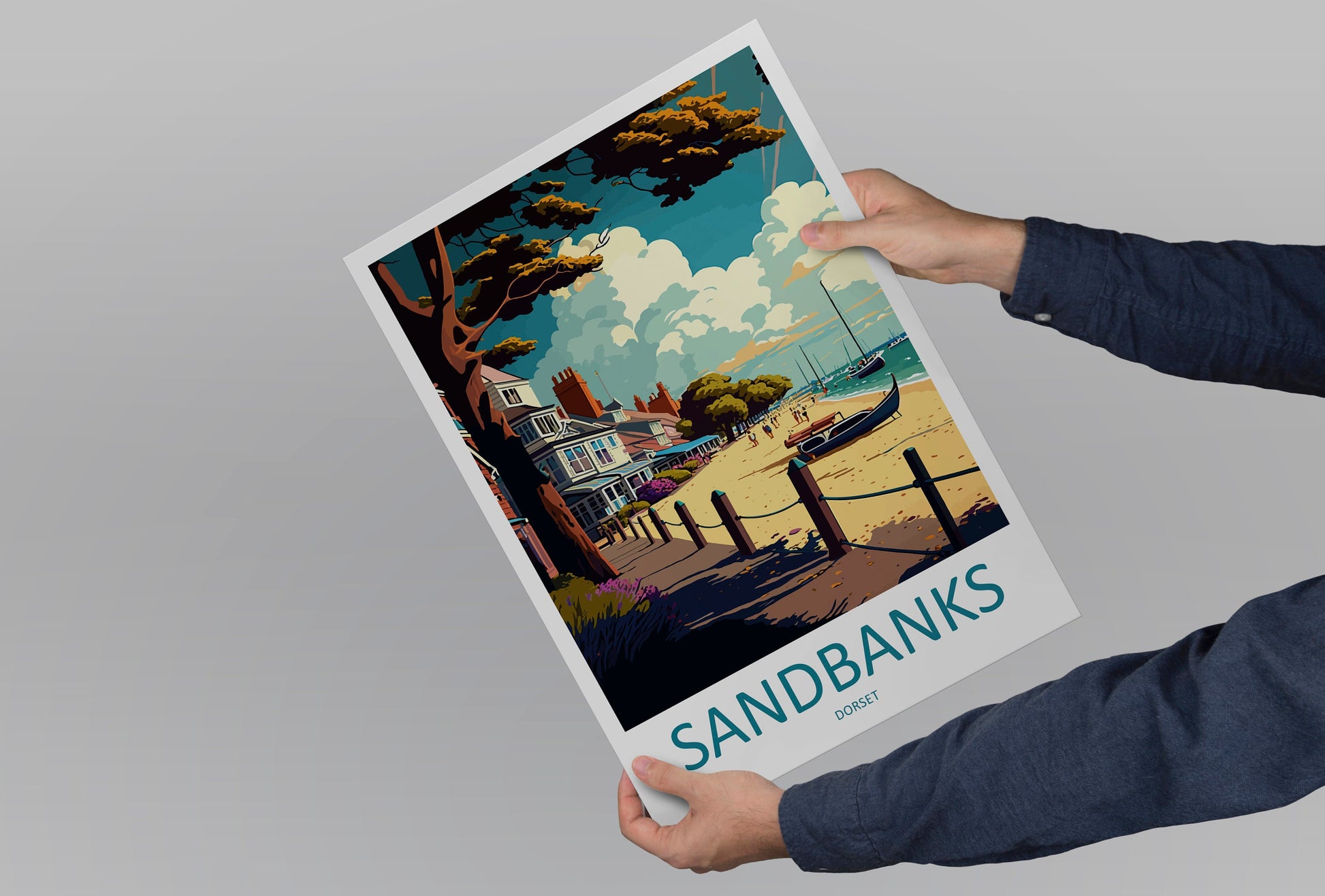 Sandbanks Travel Print Wall Art Sandbanks Wall Hanging Home Décor Sandbanks Gift Art Lovers England Art Lover Gift Sandbanks Artwork