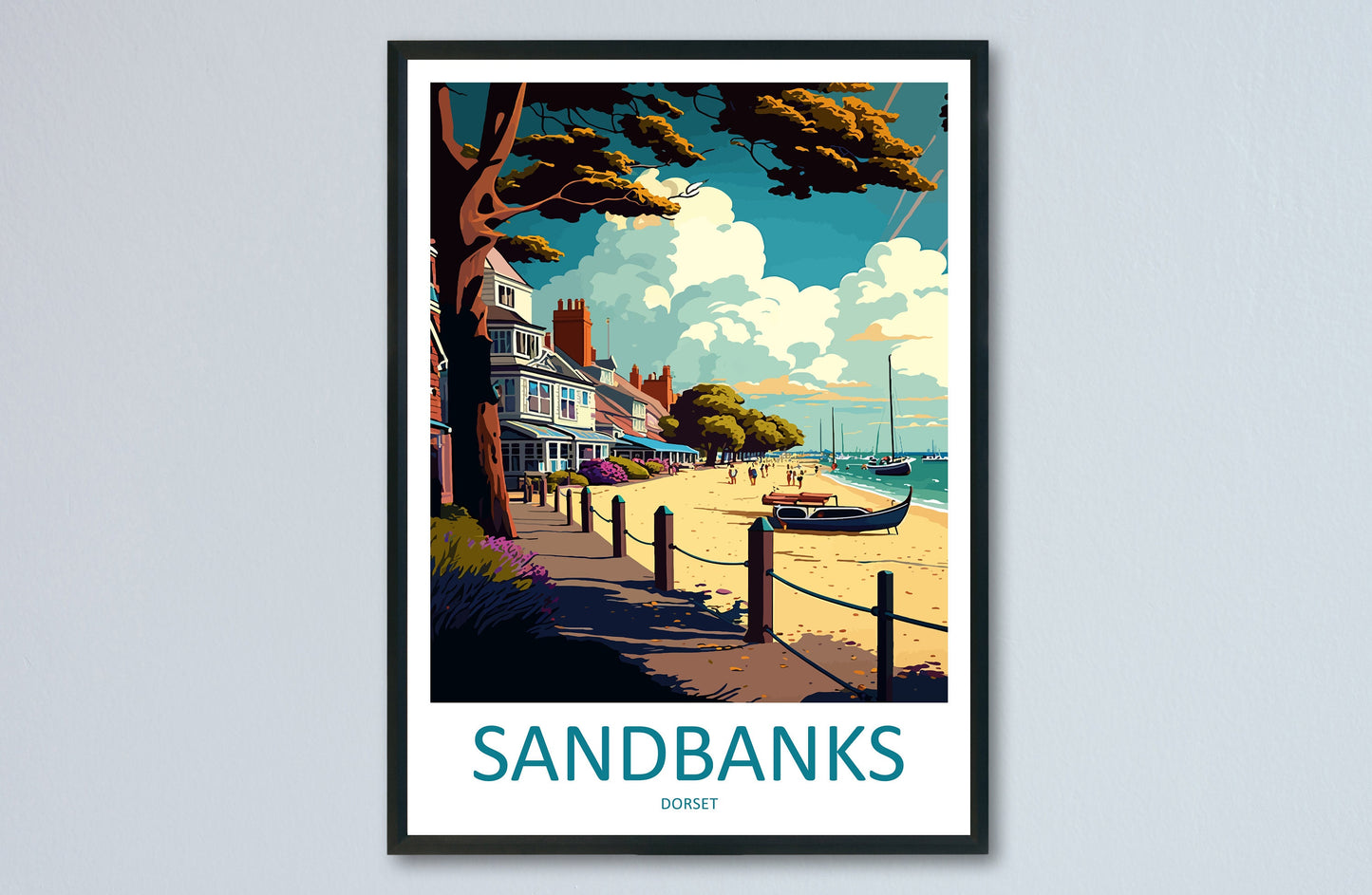 Sandbanks Travel Print Wall Art Sandbanks Wall Hanging Home Décor Sandbanks Gift Art Lovers England Art Lover Gift Sandbanks Artwork