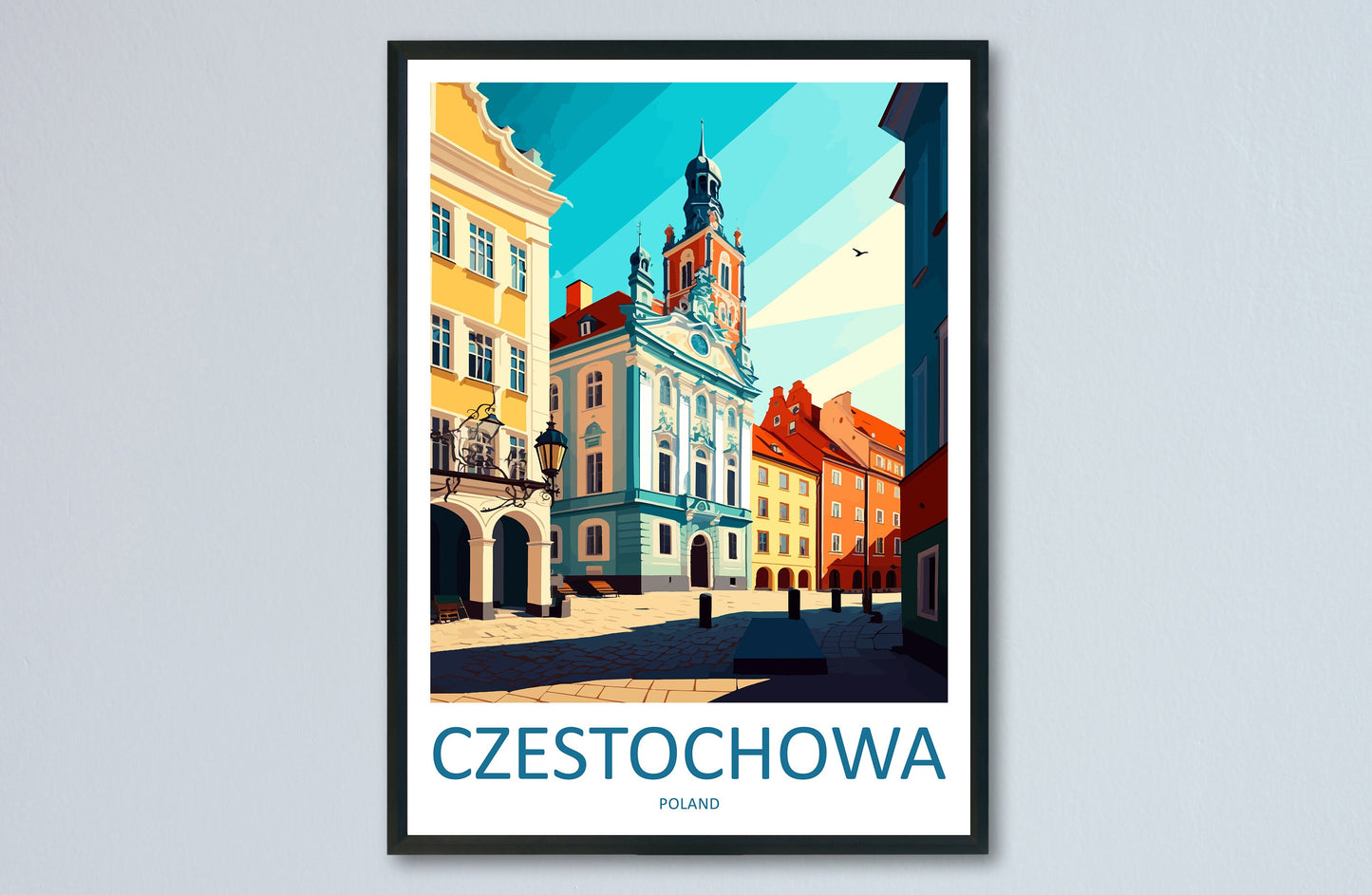 Częstochowa Travel Print Wall Art Częstochowa Wall Hanging Home Décor Częstochowa Gift Art Lovers Poland Art Lover Gift Częstochowa Art
