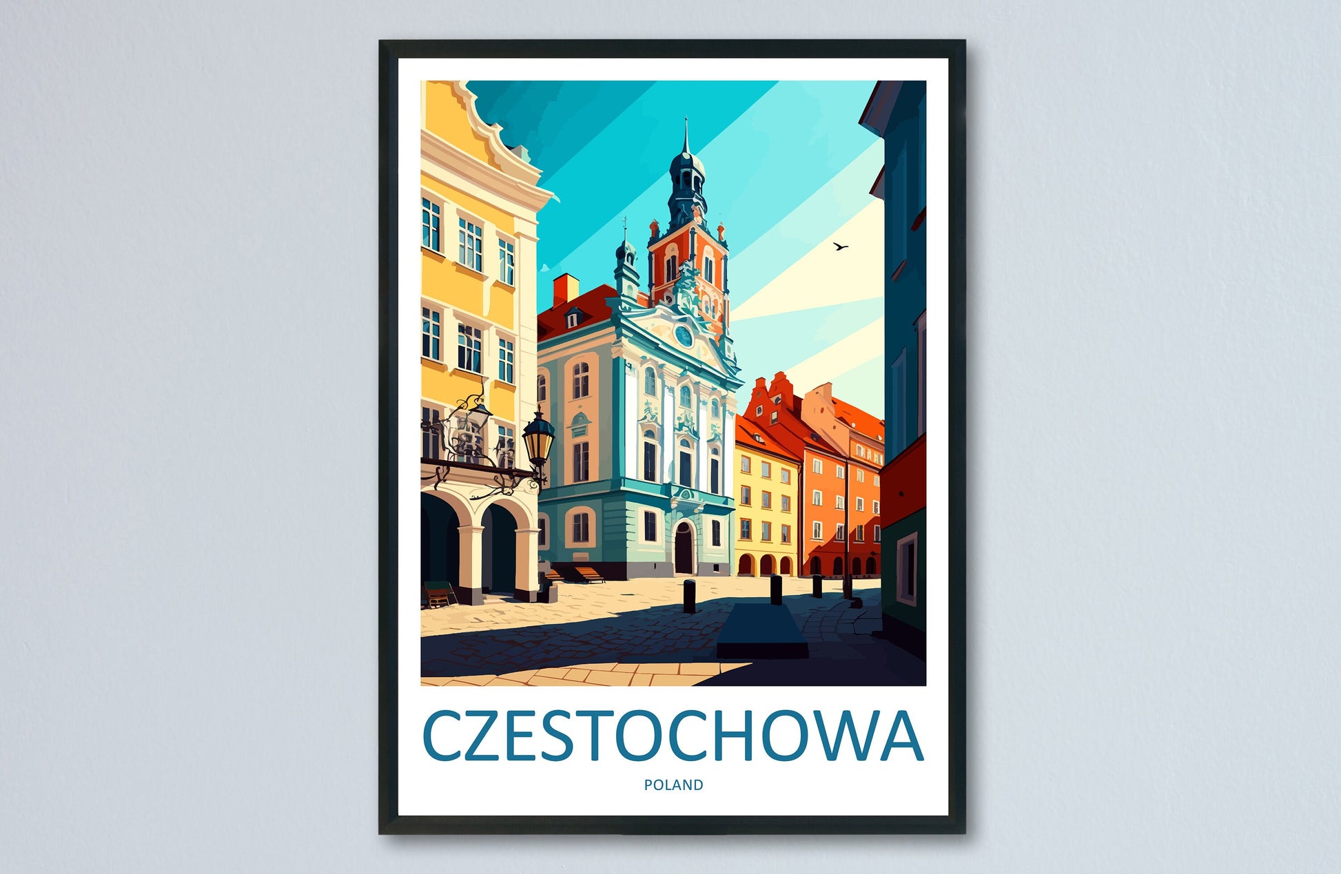 Częstochowa Travel Print Wall Art Częstochowa Wall Hanging Home Décor Częstochowa Gift Art Lovers Poland Art Lover Gift Częstochowa Art