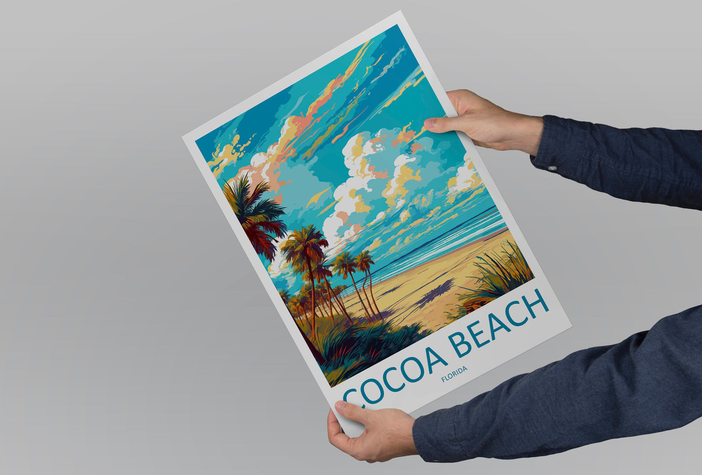 Cocoa Beach Travel Print Wall Art Cocoa Beach Wall Hanging Home Décor Cocoa Beach Gift Art Lovers Florida Art Lover Gift