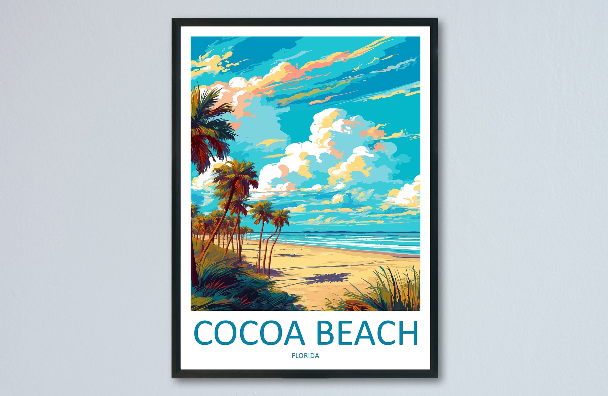 Cocoa Beach Travel Print Wall Art Cocoa Beach Wall Hanging Home Décor Cocoa Beach Gift Art Lovers Florida Art Lover Gift