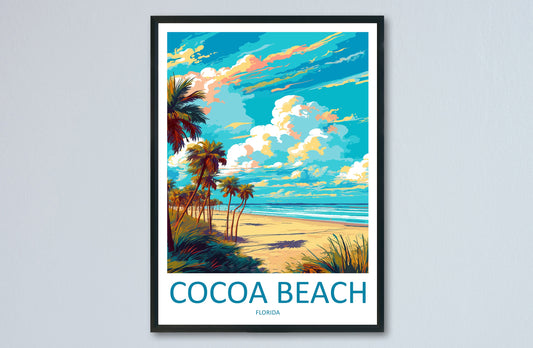 Cocoa Beach Travel Print Wall Art Cocoa Beach Wall Hanging Home Décor Cocoa Beach Gift Art Lovers Florida Art Lover Gift