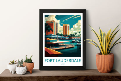 Fort Lauderdale Travel Print Wall Art Fort Lauderdale Wall Hanging Home Décor Fort Lauderdale Gift Art Lovers Florida Art Lover