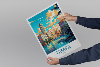 Tampa Travel Print Wall Art Tampa Wall Hanging Home Décor Tampa Gift Art Lovers Gift Beach Florida Tampa Print For Florida City Lovers